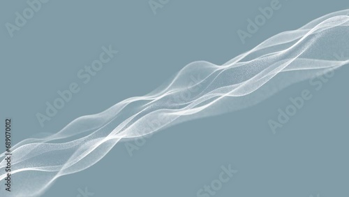 A stream of particles moves across the background as a simulated wave of dots.
