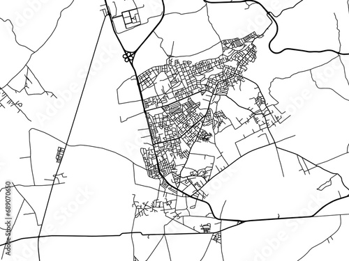 Vector road map of the city of Ech Chettia in Algeria with black roads on a white background. photo