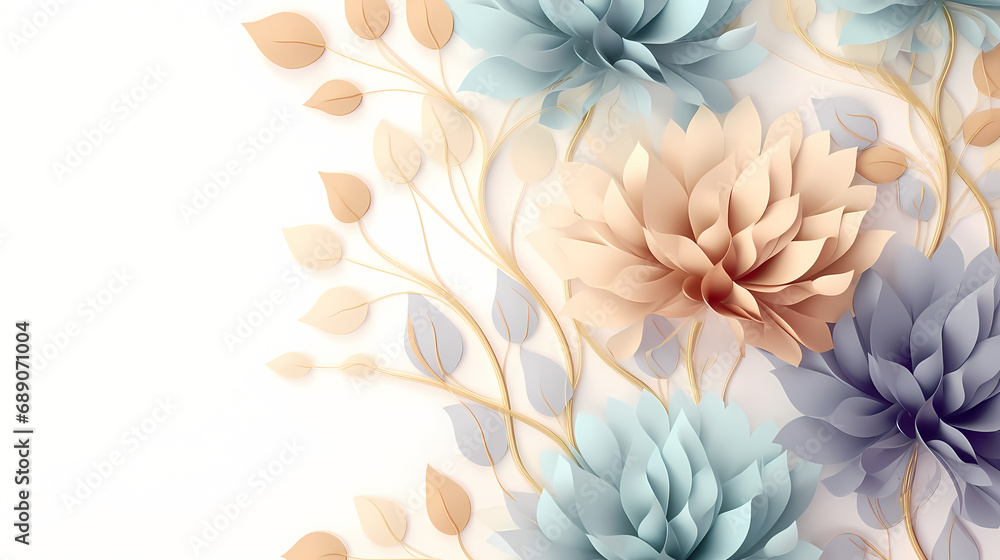 Abstract floral design in pastel colors for prints, postcards or wallpaper