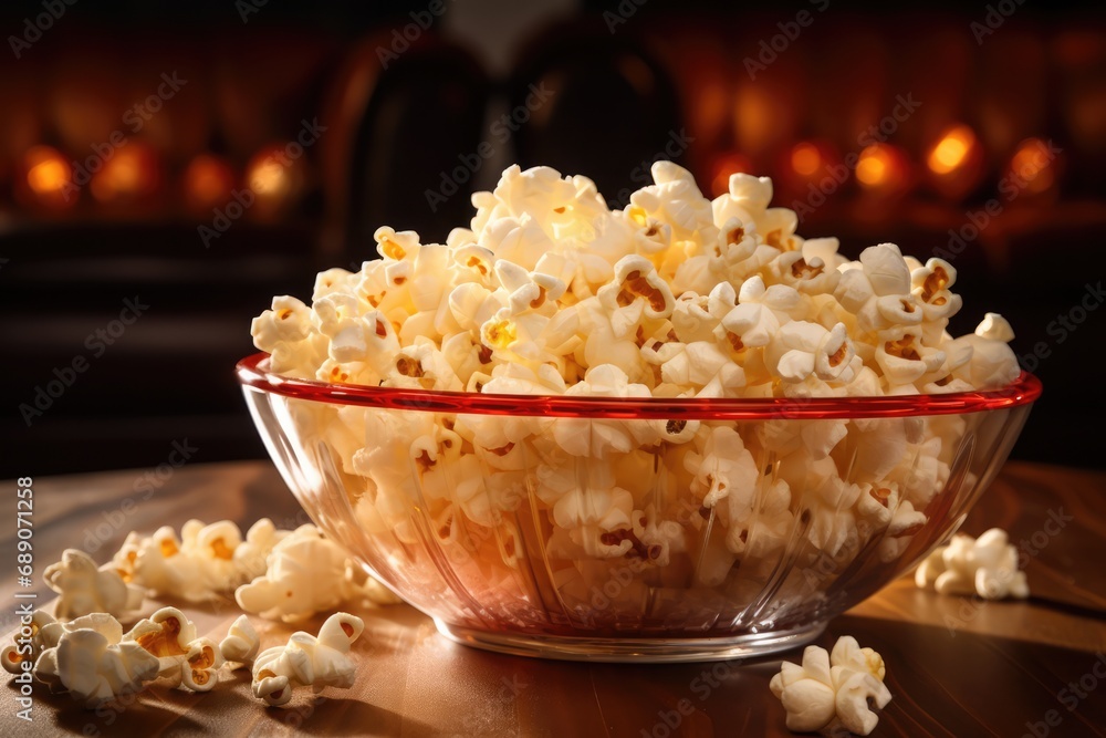Classic Combo Popcorn And Movie, Perfect Evening Entertainment Photorealism Classic Combo Popcorn And Movie, Perfect Evening Entertainment Photorealism