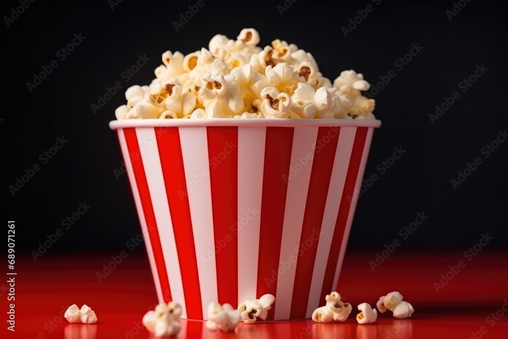 Closeup Of Overflowing Popcorn In Red Movie Theater Cup Highquality Photo
