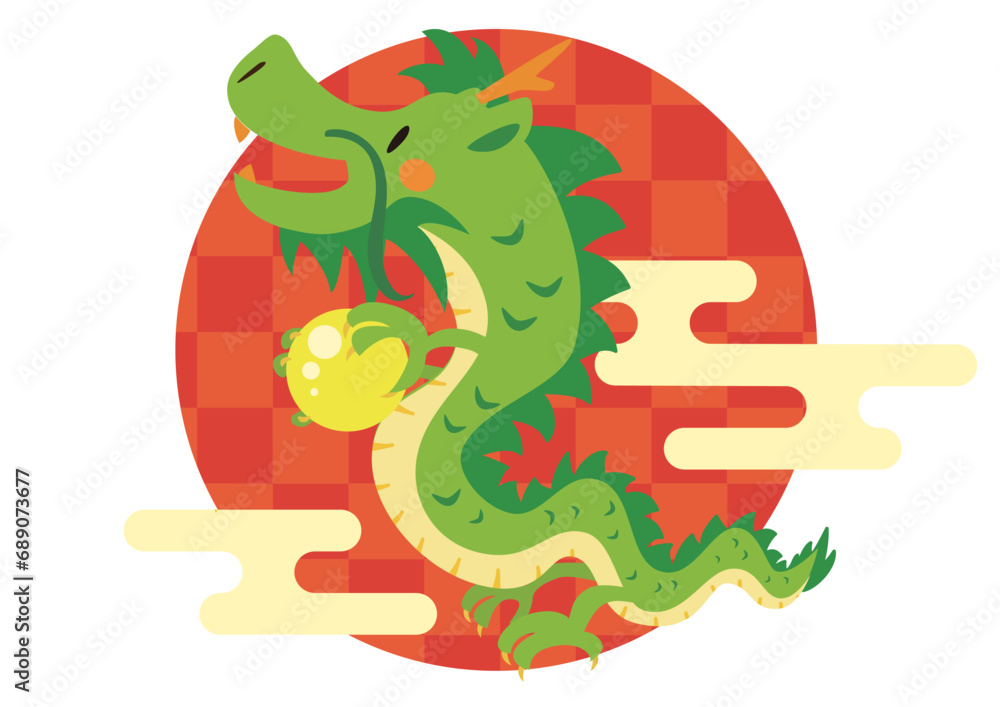 Obraz premium 年賀状にも使えるかわいいドラゴンのベクターイラスト