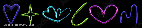 Y2K chrome color set shape isolated. 3D liquid metal element heart, butterfly and star. Y2K shiny chrome rendering illustration