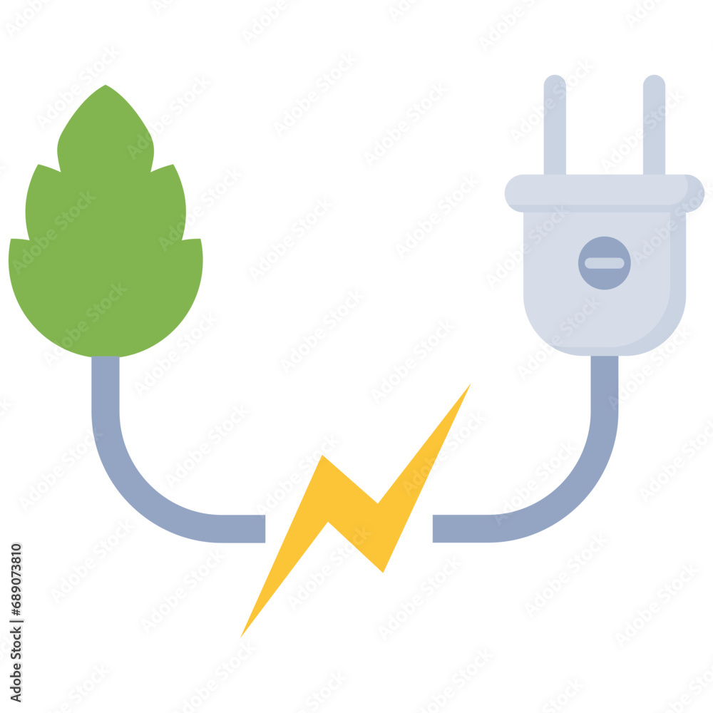 eco power plug symbol icon in flat design style eco power plug symbol icon in flat design style