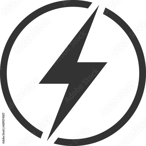 Lightning power icon in circle. Electricity vector symbol.