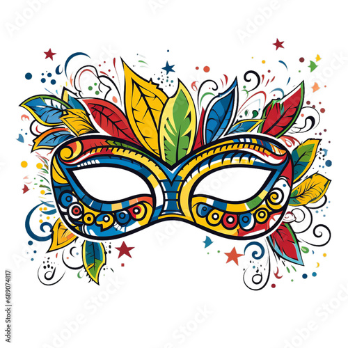 Colorful Mask with Leaves and Stars on a transparent background PNG