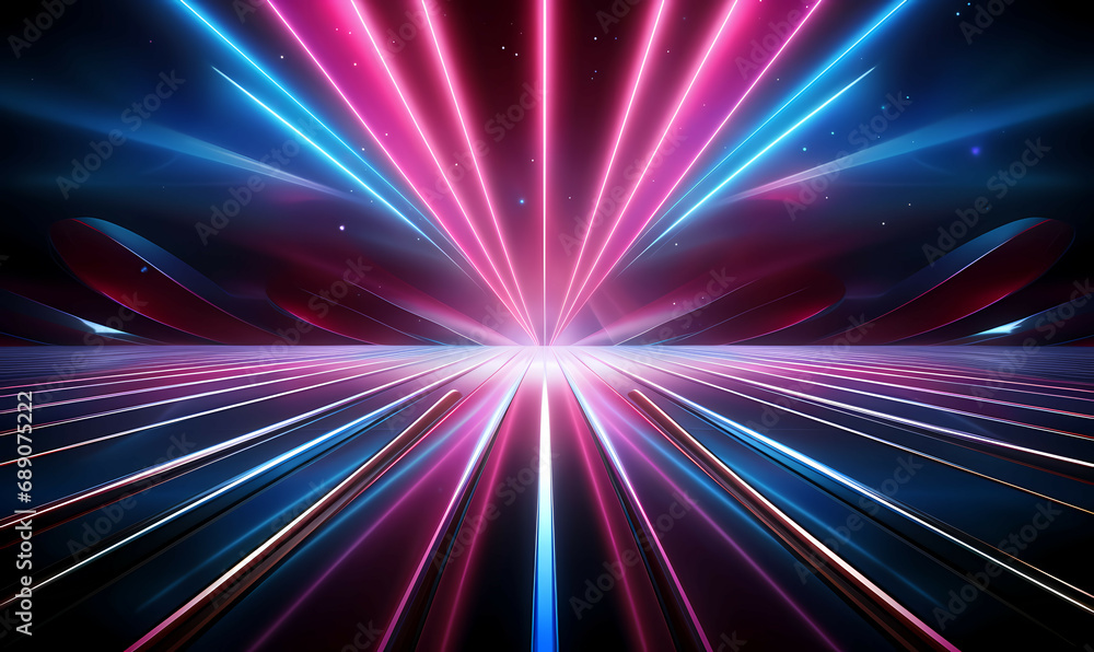 Obraz premium A Colorful Lights In A Dark Space, abstract neon background with pink and blue neon.