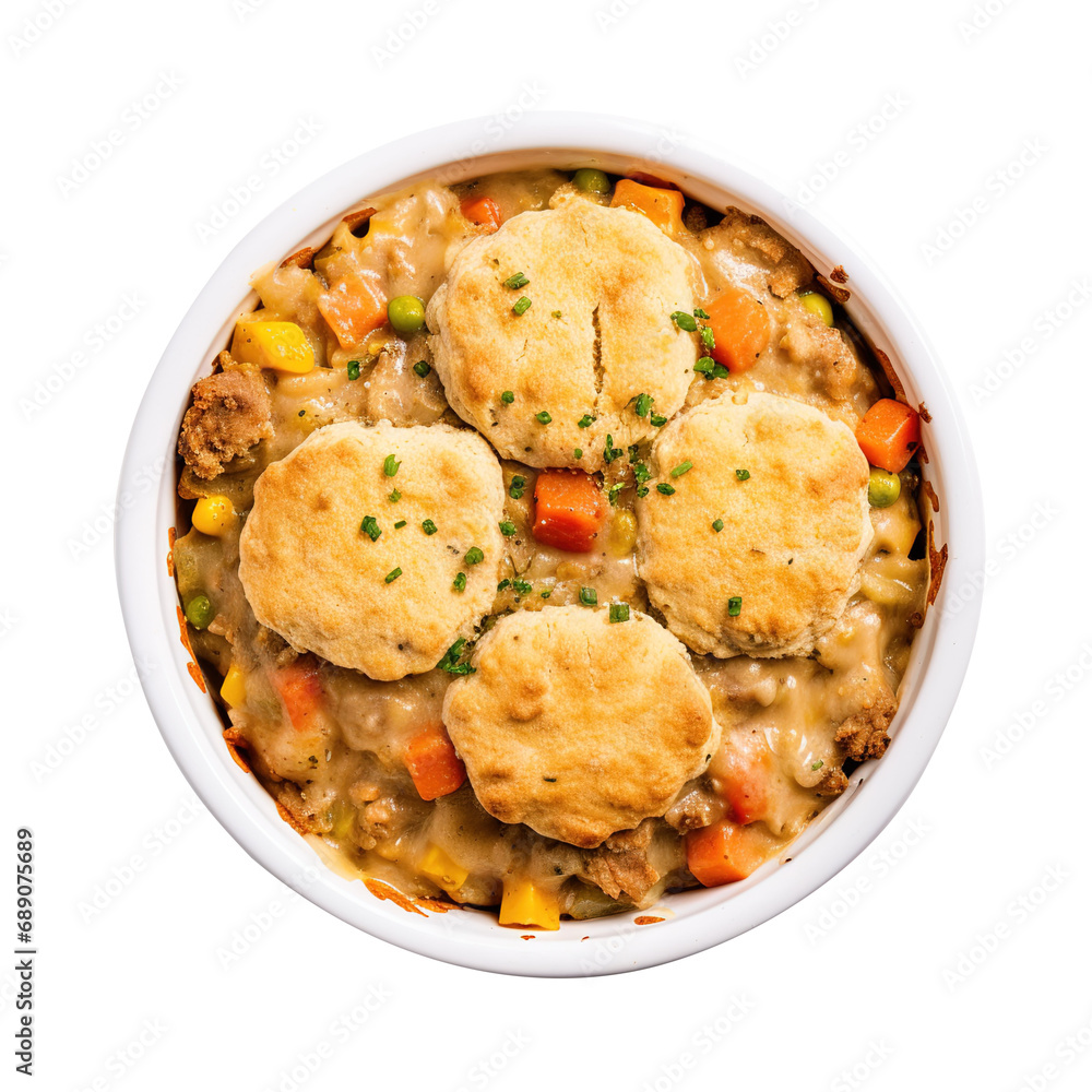 Vegetable Pot Pie with Biscuit isolated on transparent background Remove png, Clipping Path, pen tool Vegetable Pot Pie with Biscuit isolated on transparent background Remove png, Clipping Path, pen tool