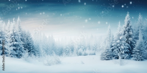 Winter Wonderland Scene Background - Snow-Covered Trees and Forest - Magical Landscape Evoking the Spirit of Christmas and New Year Time © SurfacePatterns