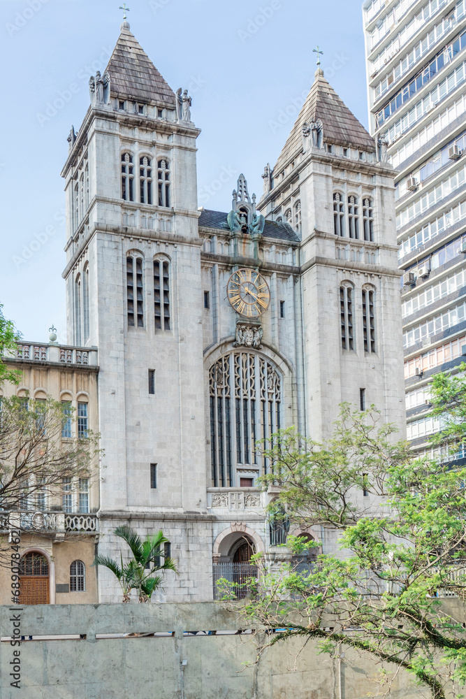 Facade of the Monastery of St. Benedict and Church of Our Lady of Assumption, in Sao Bento Square, downtown Sao Paulo, Brazil
