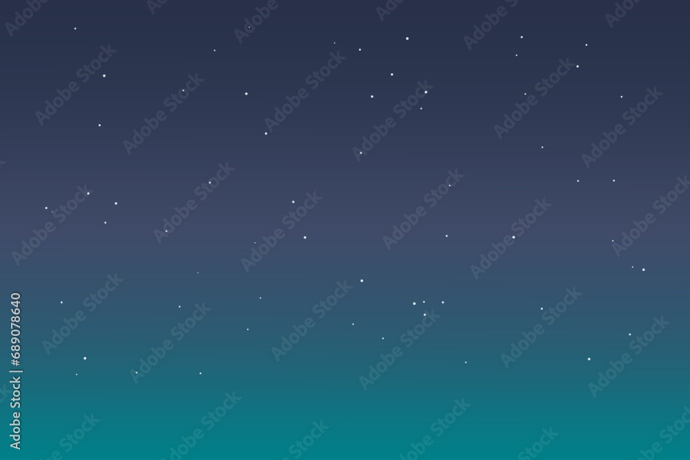 Night starry sky with blue and green gradation. Star universe background. Vector illustration.