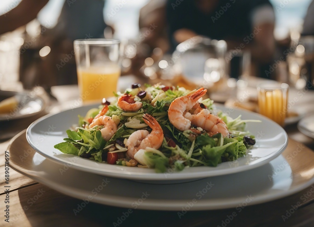 seafood salad in a plate at seaside restaurant
seafood salad in a plate at seaside restaurant