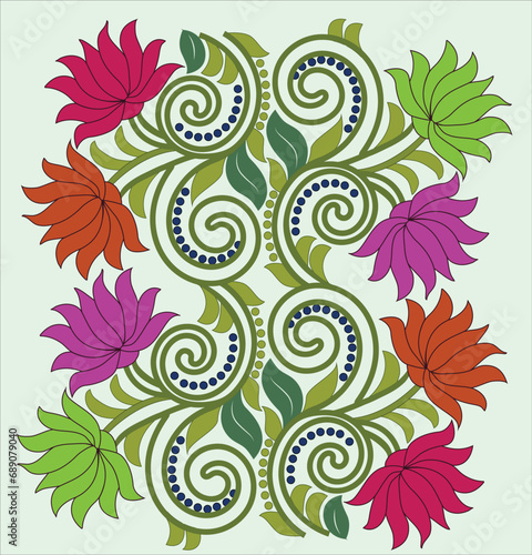 A beautiful composed seamless floral design pattern for digital print, Mughal Traditional colourful arch gate vector pattern,seamless Indian mughal flower motif,
Beautiful Mughal Border 