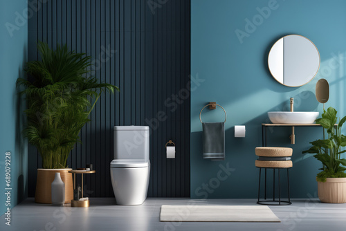 modern minimalist toilet design in cold and turquoise colours  interior design inspiration