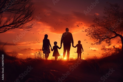 Family Bond: Sunset Hill Hand-in-Hand Moment © Artem