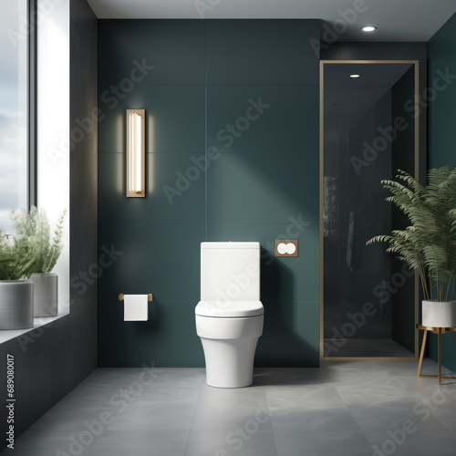 modern minimalist toilet design in cold and turquoise colours  interior design inspiration