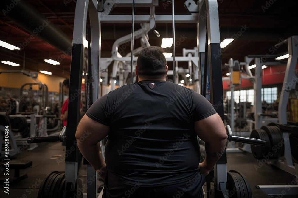 overweight obese plus sized man in the gym working hard trying to lose weight overweight obese plus sized man in the gym working hard trying to lose weight