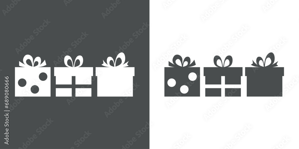 Φωτογραφία Silueta de 3 cajas de regalo con lazo de cinta para su uso en felicitaciones y t