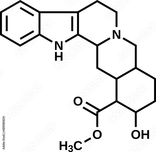 Yohimbine structural formula, vector illustration