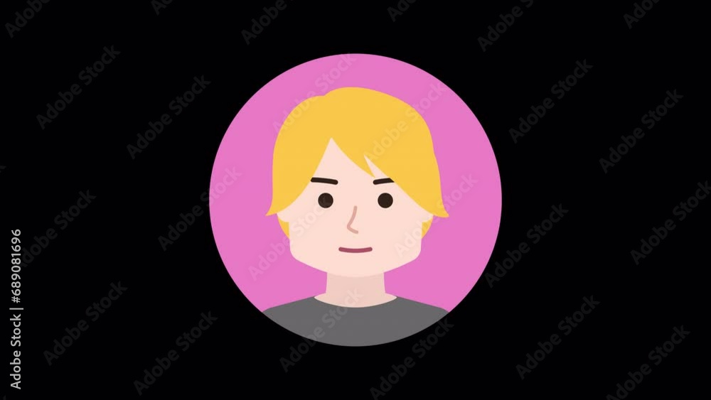 Motion portrait emoticons of 5 men appear one after another with an alpha channel on a 4K transparent background. Motion portrait emoticons of 5 men appear one after another with an alpha channel on a 4K transparent background.