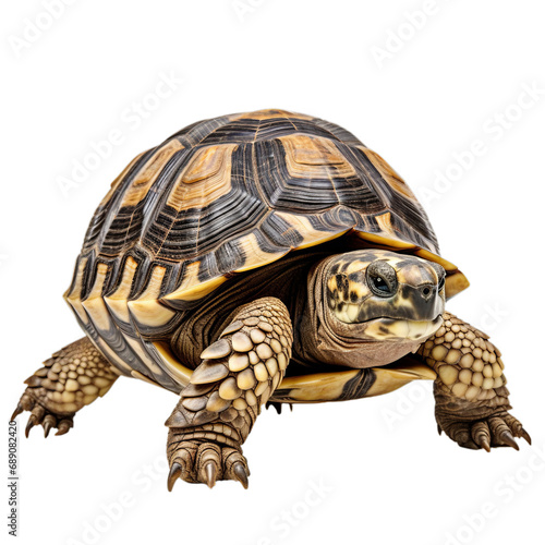 A Majestic Turtle on a Serene White Background on a transparent background PNG