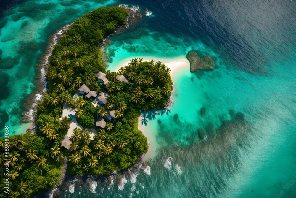 aerial view of a caribbean island-