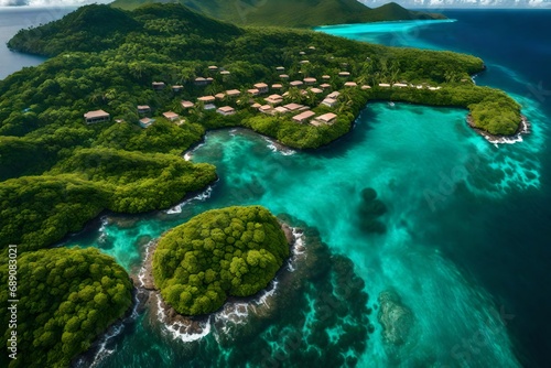 aerial view of a caribbean island-
