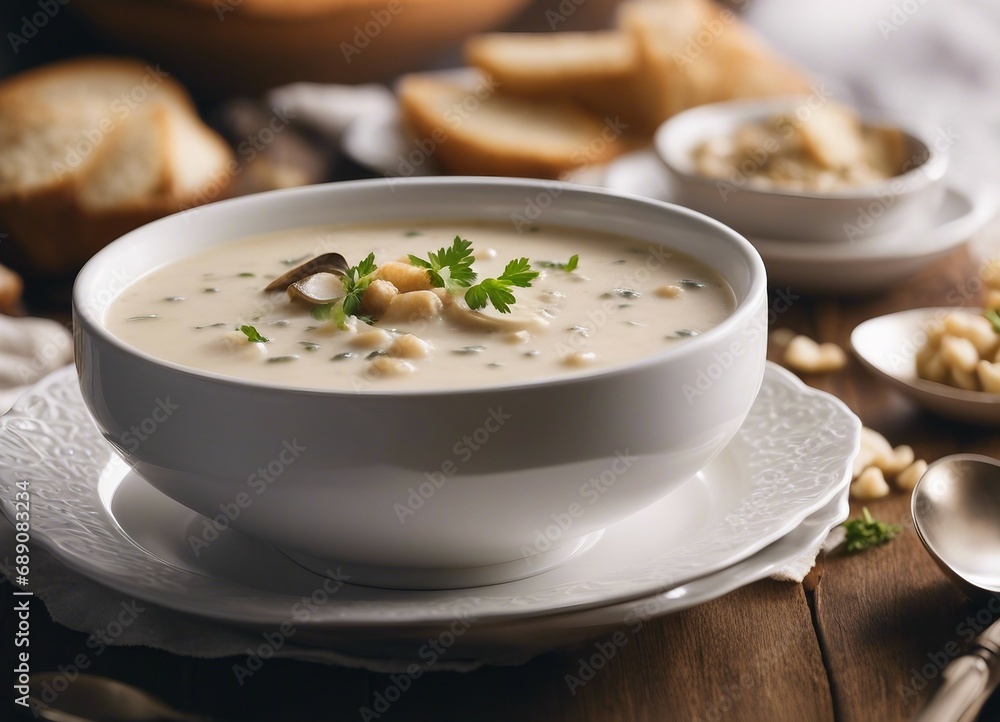 Clam Chowder soup at restaurant
Clam Chowder soup at restaurant