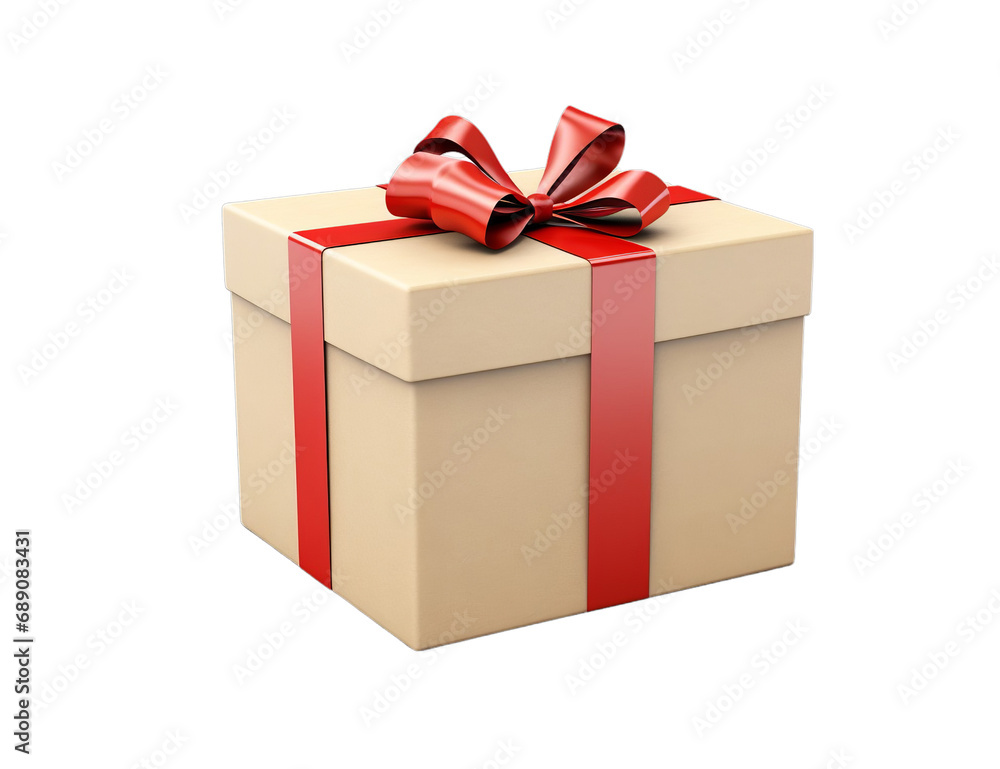 A Beautiful Gift Box with a Red Ribbon and Bow on a transparent background PNG A Beautiful Gift Box with a Red Ribbon and Bow on a transparent background PNG