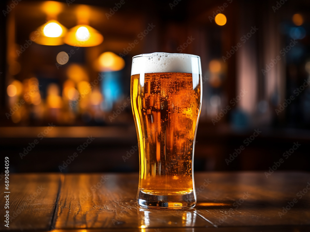 Quenching thirst with light beer. AI Generation.