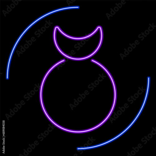 Horned God neon sign, modern glowing banner design, colorful modern design trends on black background. Vector illustration.