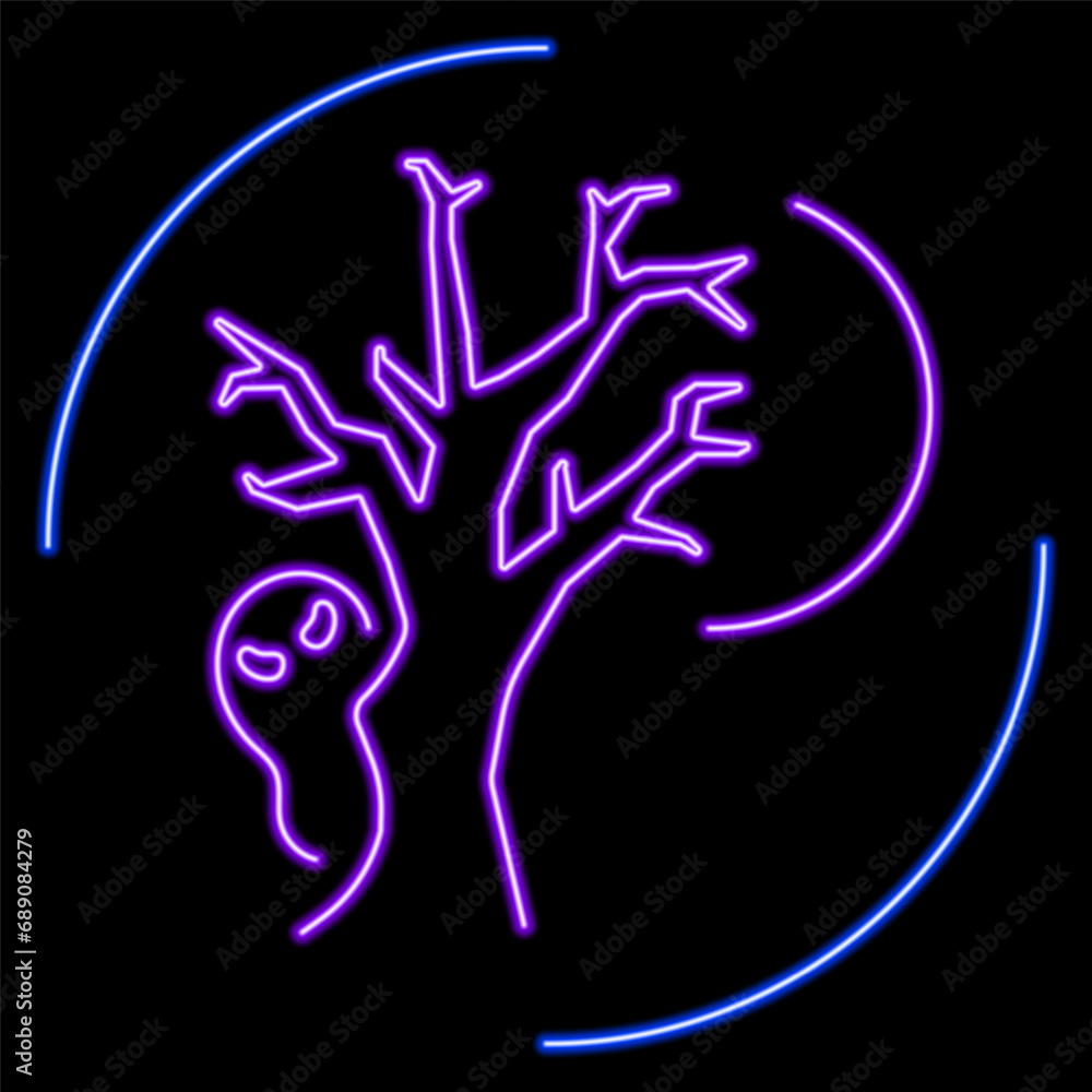 Happy halloween neon sign, modern glowing banner design, colorful modern design trends on black background. Vector illustration. Happy halloween neon sign, modern glowing banner design, colorful modern design trends on black background. Vector illustration.