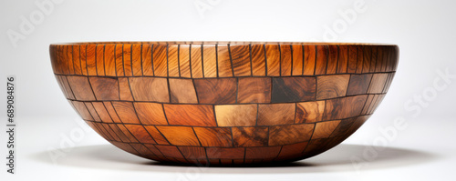 A Simple Wooden Bowl on a White Surface