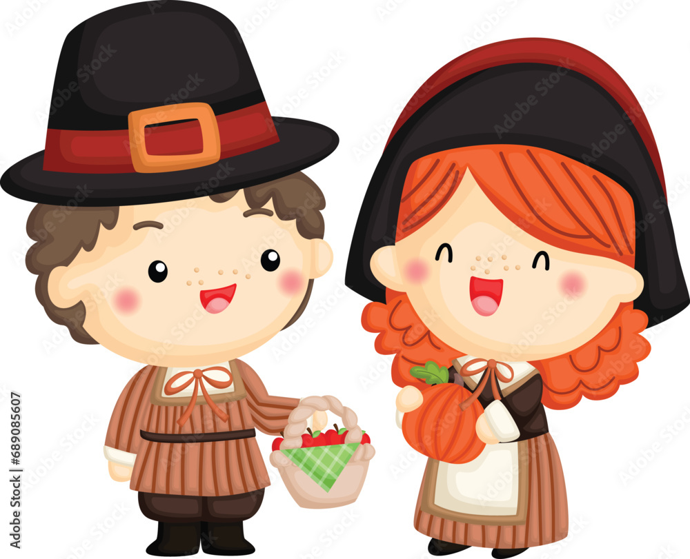 a vector of pilgrim couple a vector of pilgrim couple