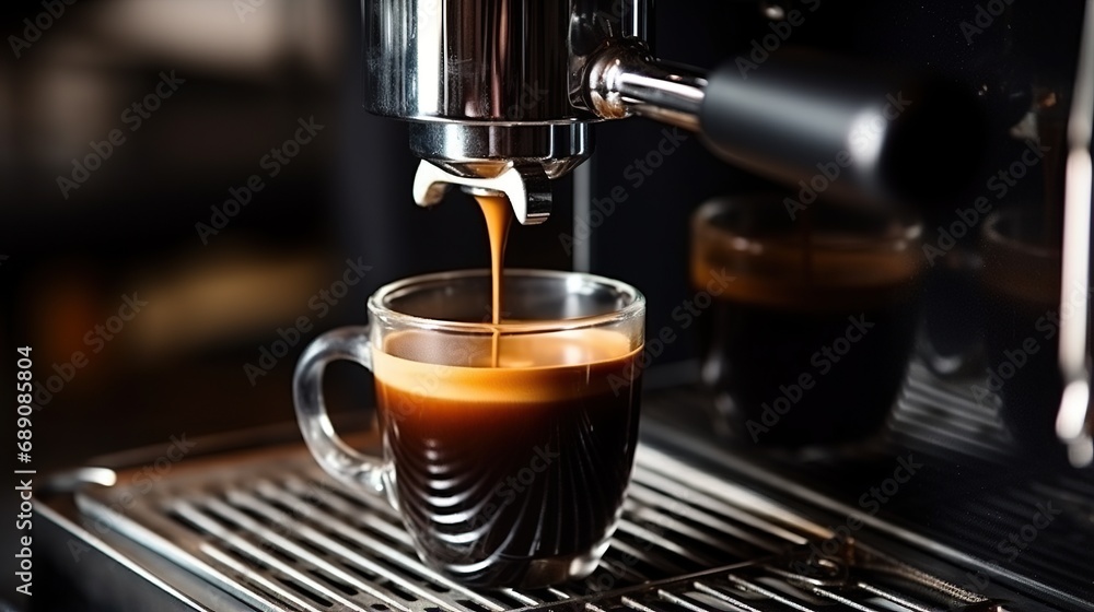 close-up look at the process of making fresh coffee. making coffee from a machine in a coffee shop cafe. Home barista. close-up look at the process of making fresh coffee. making coffee from a machine in a coffee shop cafe. Home barista.