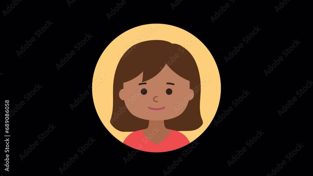 Motion portrait icons of five women appear one after another on a 4K transparent background with an alpha channel. Motion portrait icons of five women appear one after another on a 4K transparent background with an alpha channel.
