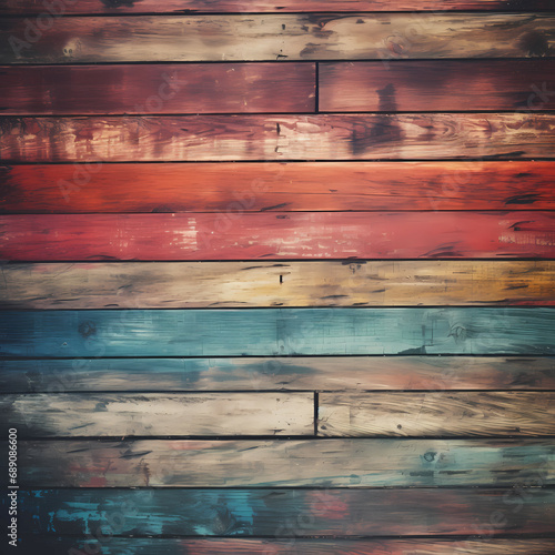 A Multicolored Wood Planks, bright vintage wooden background.