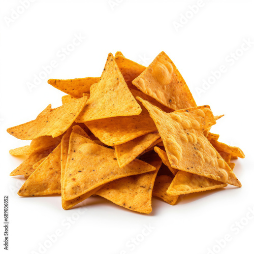 A Stack of Tortilla Chips on a Clean White Background