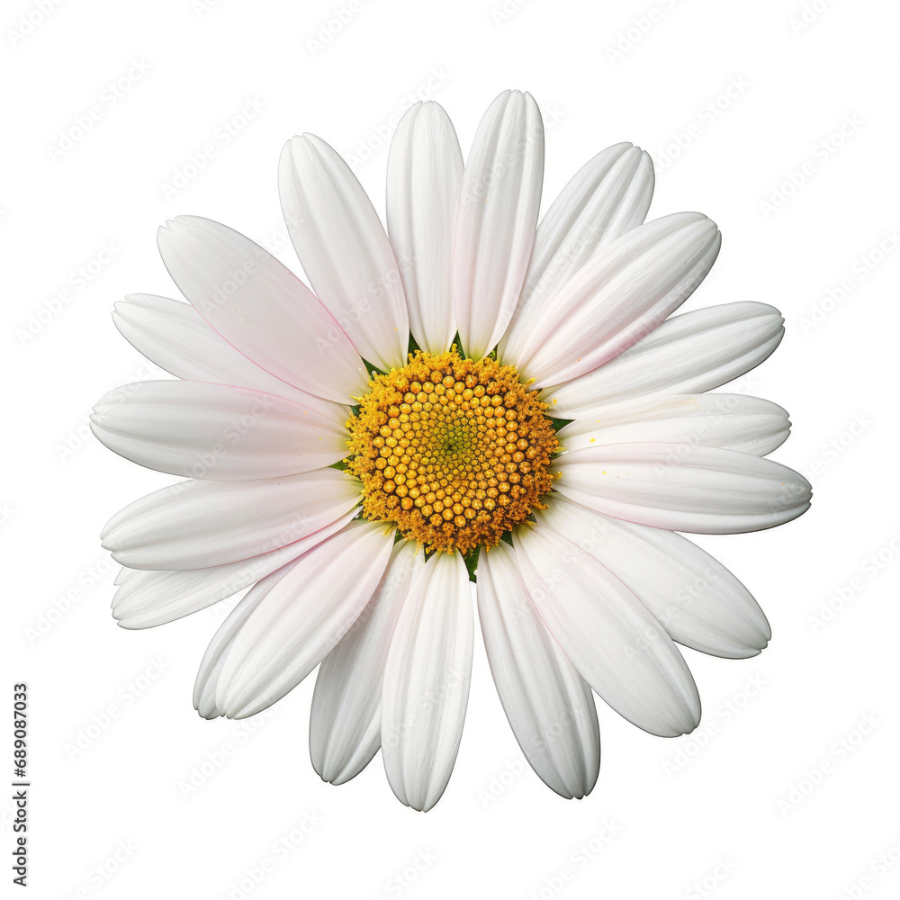 White Flower with Yellow Center on White Background