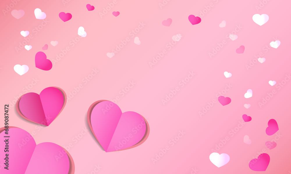 Happy valentine's day background with pink hearts elements. copy space with concept for design.