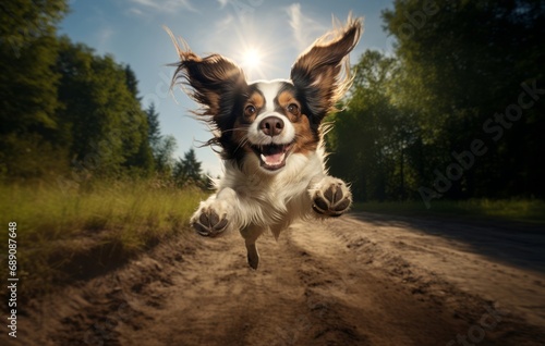 Dog Catching Air on a Dirt Road