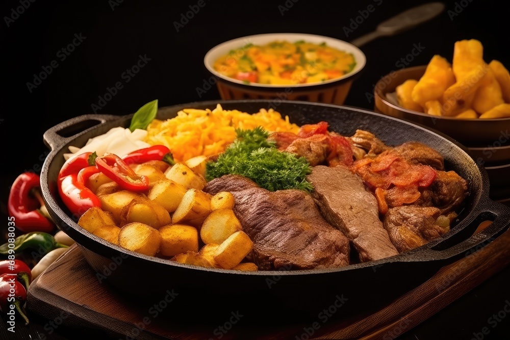grilled meat plate with vegetables and salad grilled meat plate with vegetables and salad