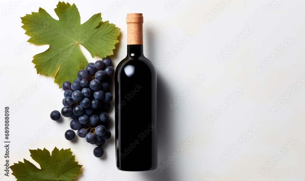 Obraz premium A Bottle of Wine Next to a Bunch of Grapes