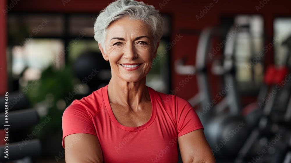 An elderly woman at the gym An elderly woman at the gym