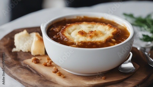 delicious French Onion Soup in white plate