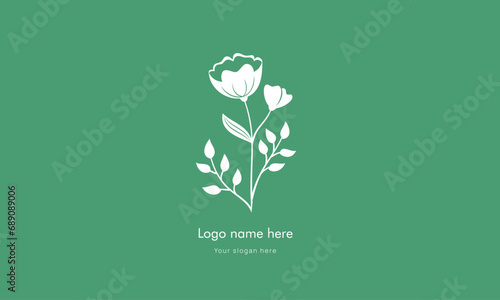 Flowers and leaves line art vector logo illustrations . Modern design for logo, tattoo, wall art, Simple daisy floral symbols, vector decoration set.