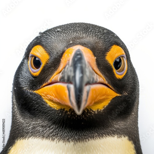 Close-Up of a Penguin on a White Background