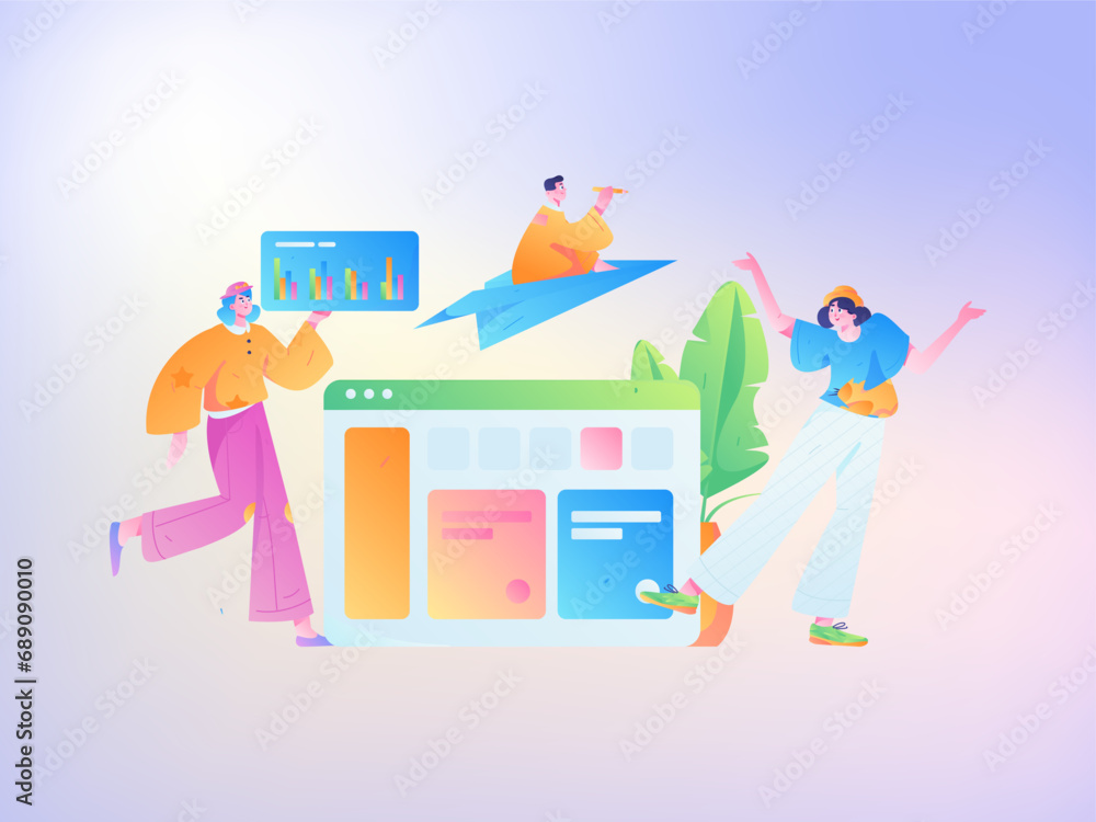 Fototapeta premium Business People Flat Vector Concept Operation Hand Drawn Illustration 