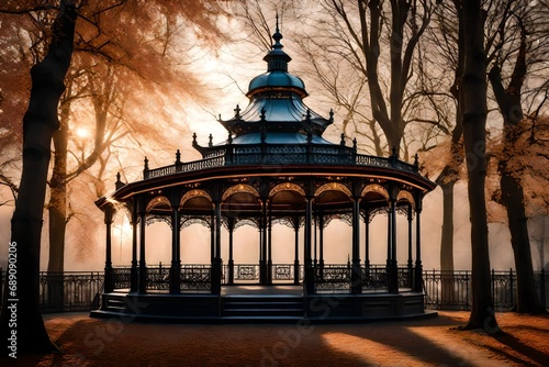 autumn park in the park,bandstand in Brussels Park,
