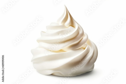 Whipped cream isolated on white or white background, Generative AI
